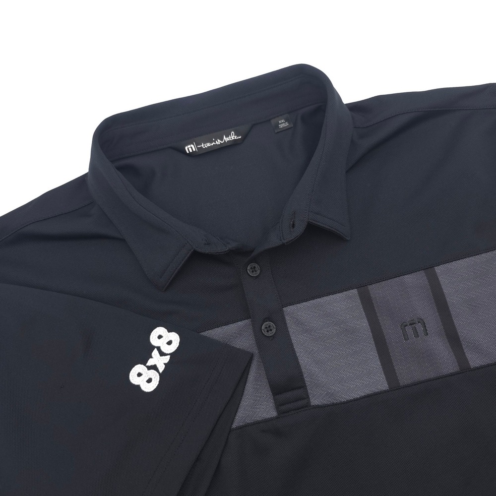 Travis Mathew Men's 2XL 8x8 Collection Golf Polo Shirt Black Performance